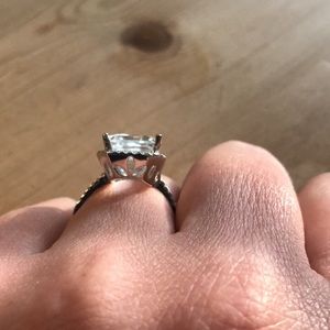14kt white gold Diamond and Goshenite ring